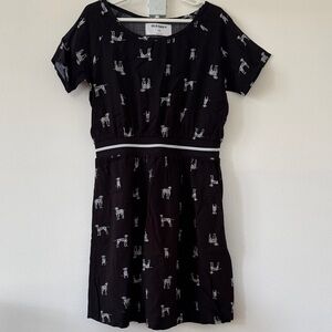 Old Navy Black Dress with White Dog Print